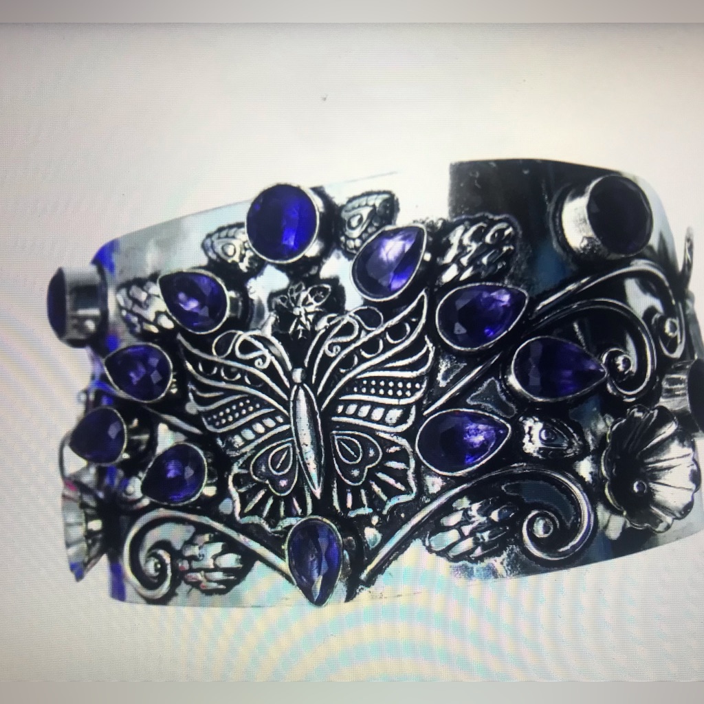 Amethyst 925 Sterling Silver Cuff Bracelet